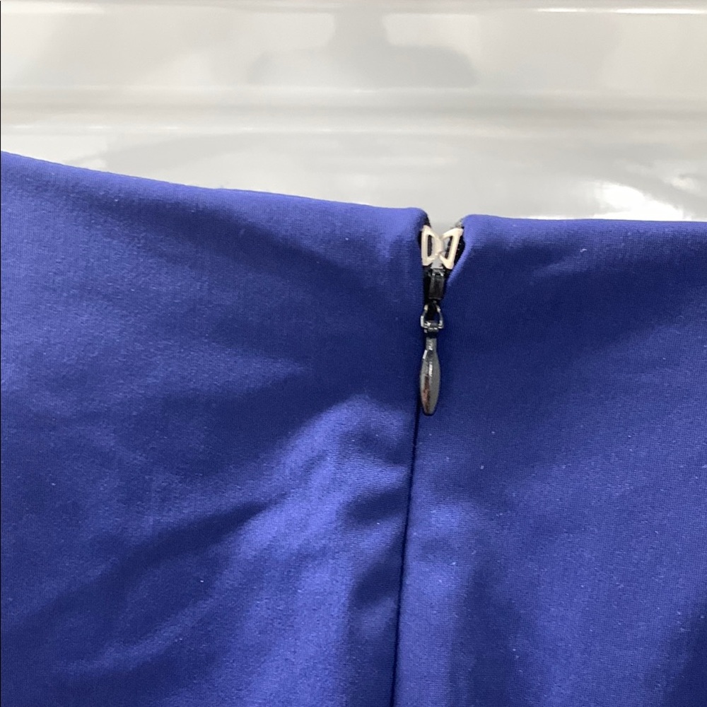 Blue Asymmetrical Ruched Sheath Dress - Picture 13 of 13